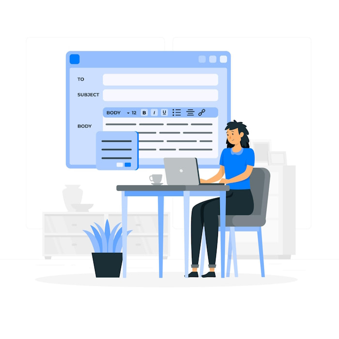 иллюстрация женщина работает